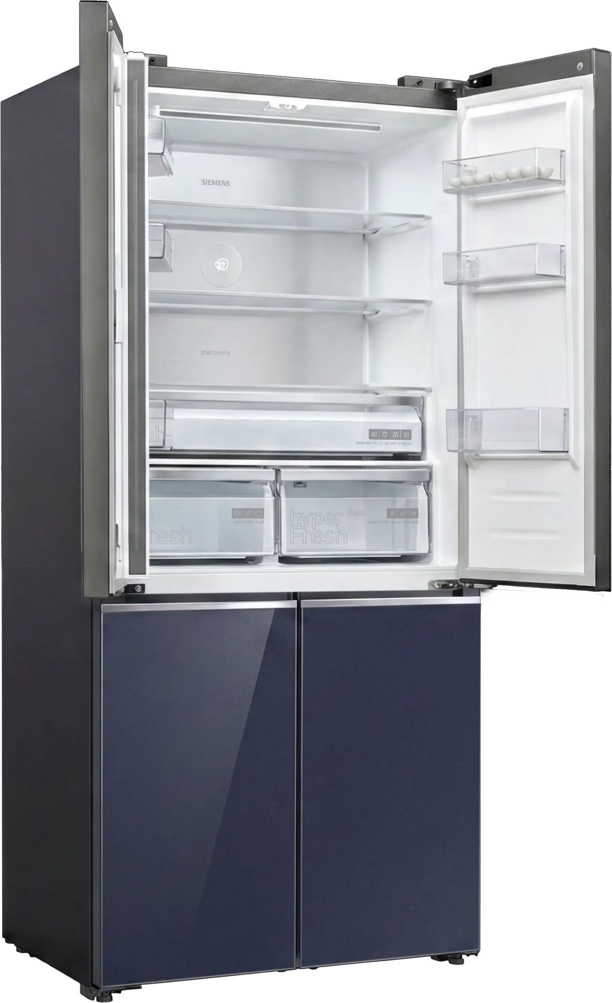 iQ100 503L French Door Bottom Mount Refrigerator with Total No Frost, hyperFresh Flex & Dark Lake Glass Finish – KC88EA256I
