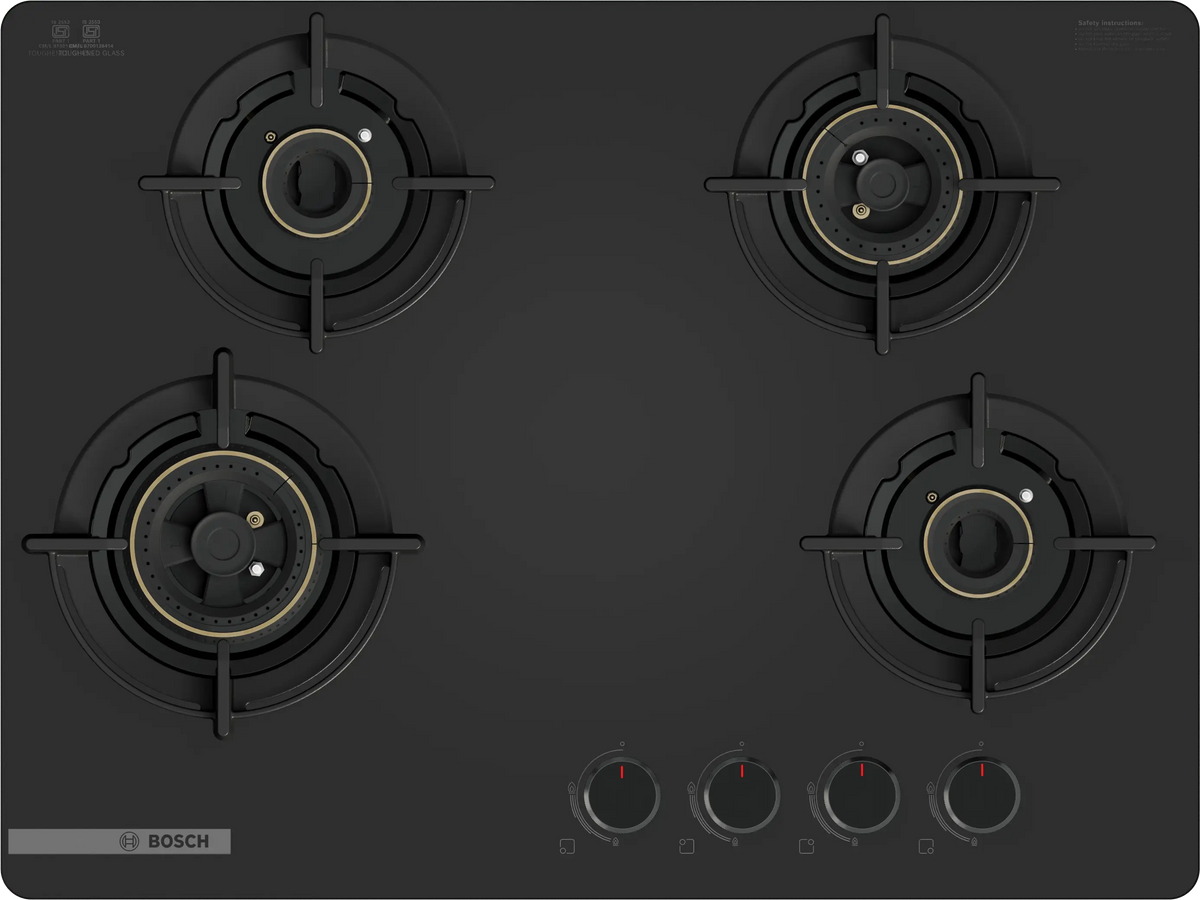 Series 4 Gas hob 70 cm Tempered glass, Black PNH7O6G20I