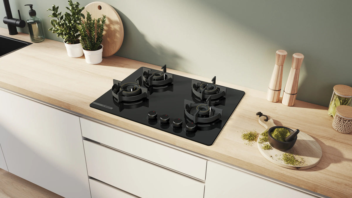 Series 4 Gas hob 70 cm Tempered glass, Black PNH7O6G20I