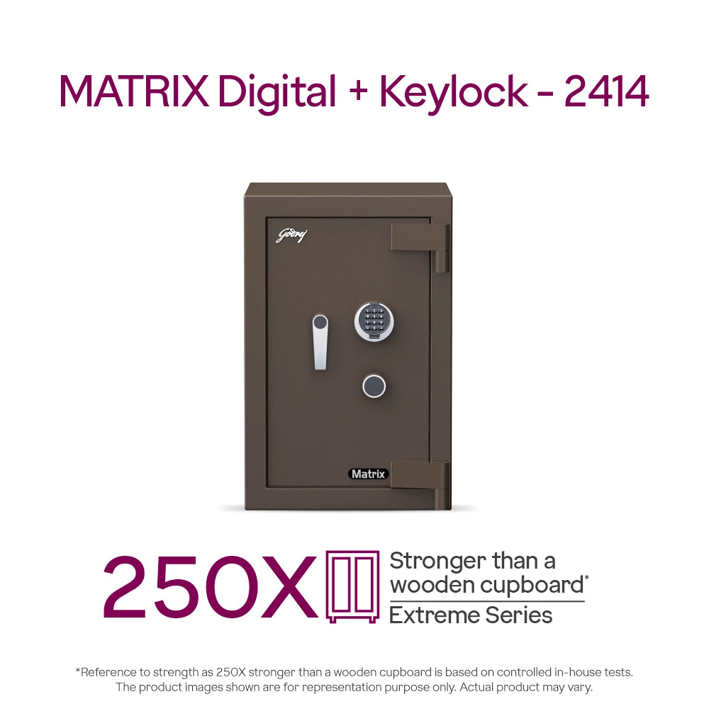 Matrix 2414 (66L) EL+KL Fire-Resistant Home Locker with Dual Lock – Coffee Brown