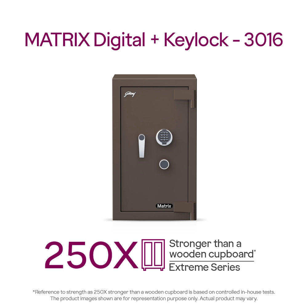 Matrix 3016 (94L) EL+KL Fire-Resistant Home Locker with Dual Lock – Coffee Brown