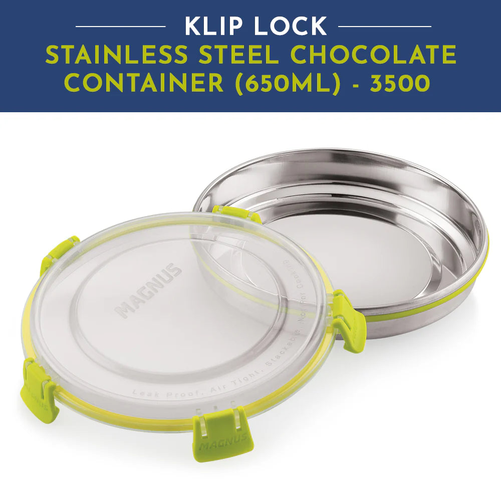 Klip Lock Stainless Steel Airtight Leakproof Storage Container 650ML – Durable Lunch Box for Office Men & Kids, Premium Kitchen Accessories Item