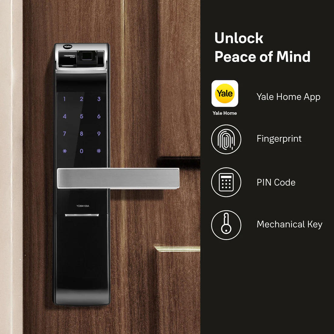 YDM 4109-A Series Biometric Smart Lock (Black)