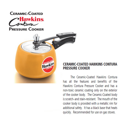 Hawkins Ceramic Coated Contura Pressure Cooker Mustard Yellow 5 Litre : CMY50
