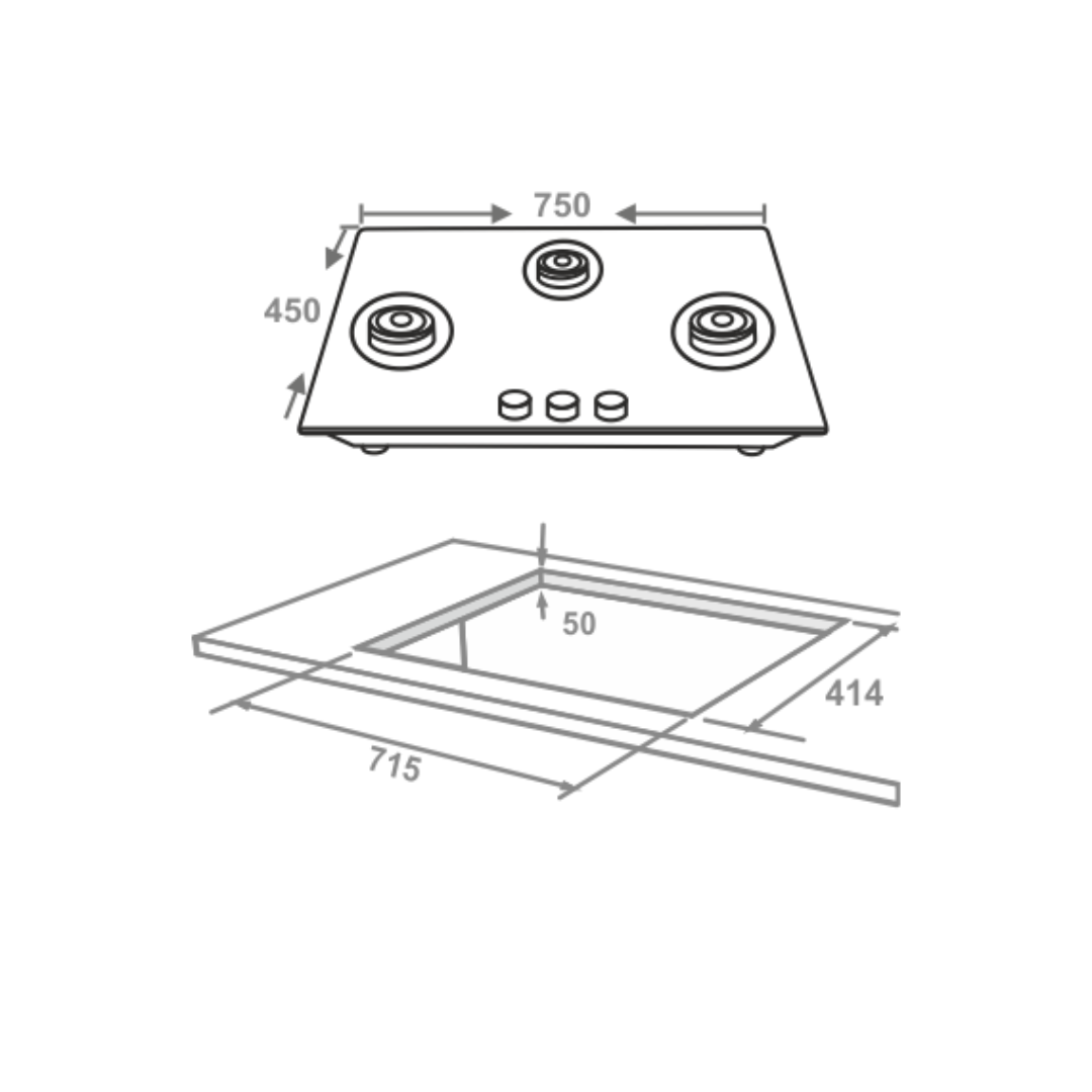 Elica Built-In Hob FLEXI DFS FB 3B 75 DX