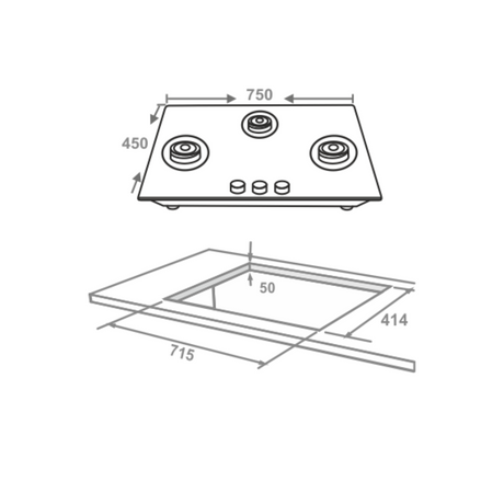 Elica Built-In Hob FLEXI DFS FB 3B 75 DX