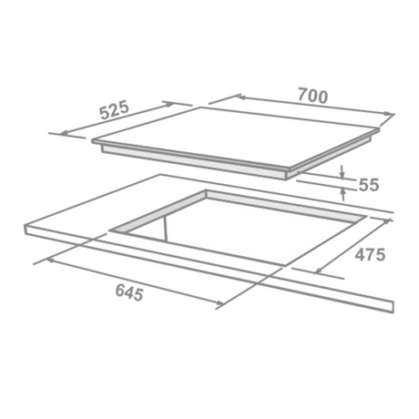 Elica Built-In Hob DFS FB MFC 3B 70 DX