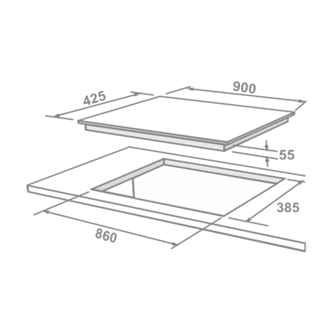 Elica Built-In Hob DFS FB MFC 3B 90 DX