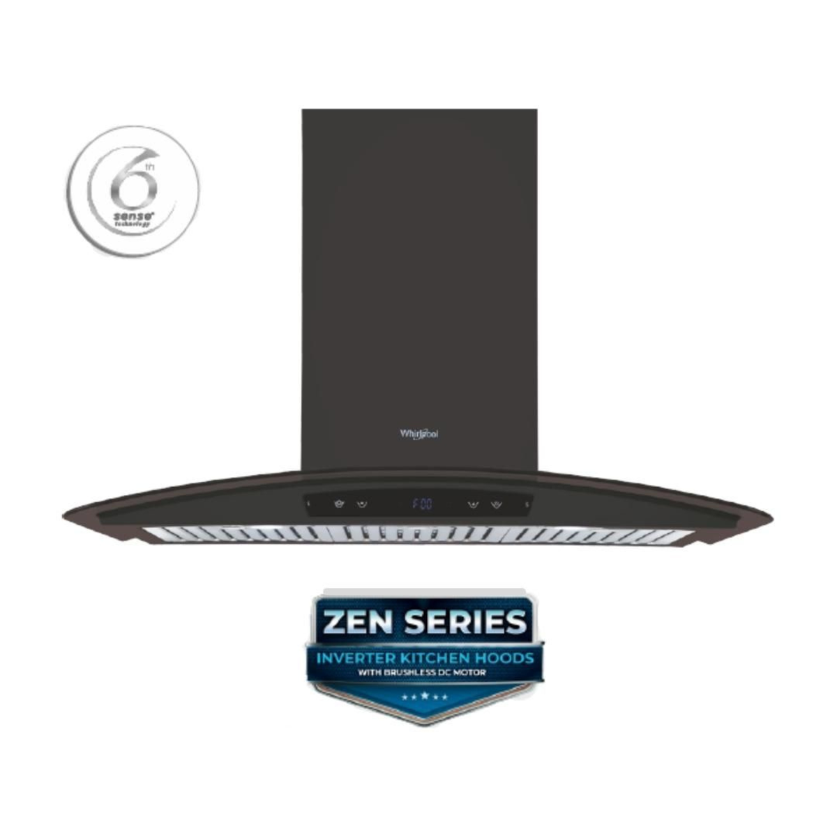 Whirlpool ZEN BF 9W CGA BLDC BK HOOD 90 cm Touch Control With Motion Sensor Wall Mounted Chimney Black Finish