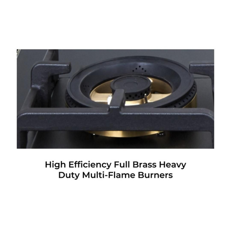 Whirlpool SMART SEAL HYBRID BRASS 753 75 cm 3 Burner Hob Smart Seal Auto Ignition (Battery Operated) Black Toughened Glass