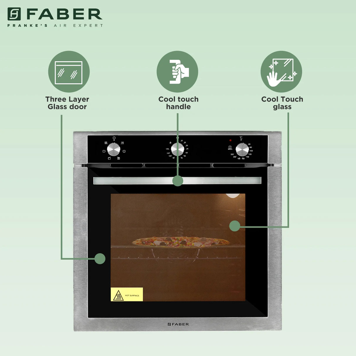 FBIO 80L 6F Built-In Electric Oven with Rotisserie, Convection Fan & 6 Cooking Functions
