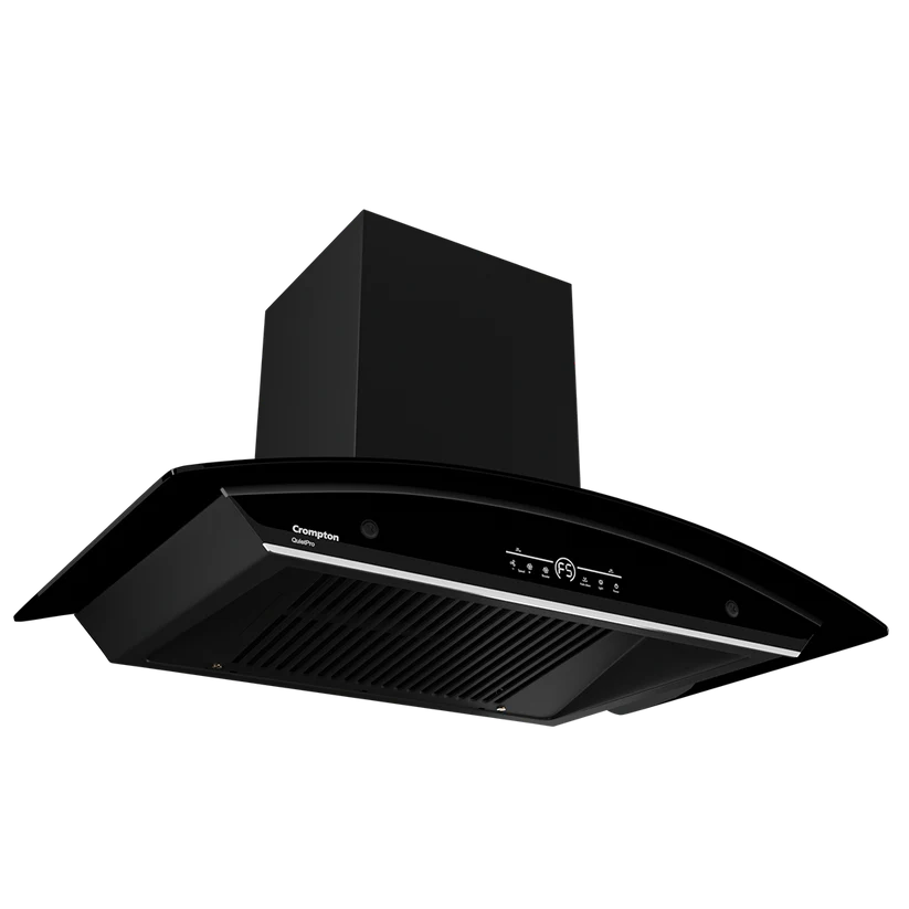 Crompton CHD-QPVC90FLE-MBL-Curved Wall Mounted Chimney QuietPro 90 cm