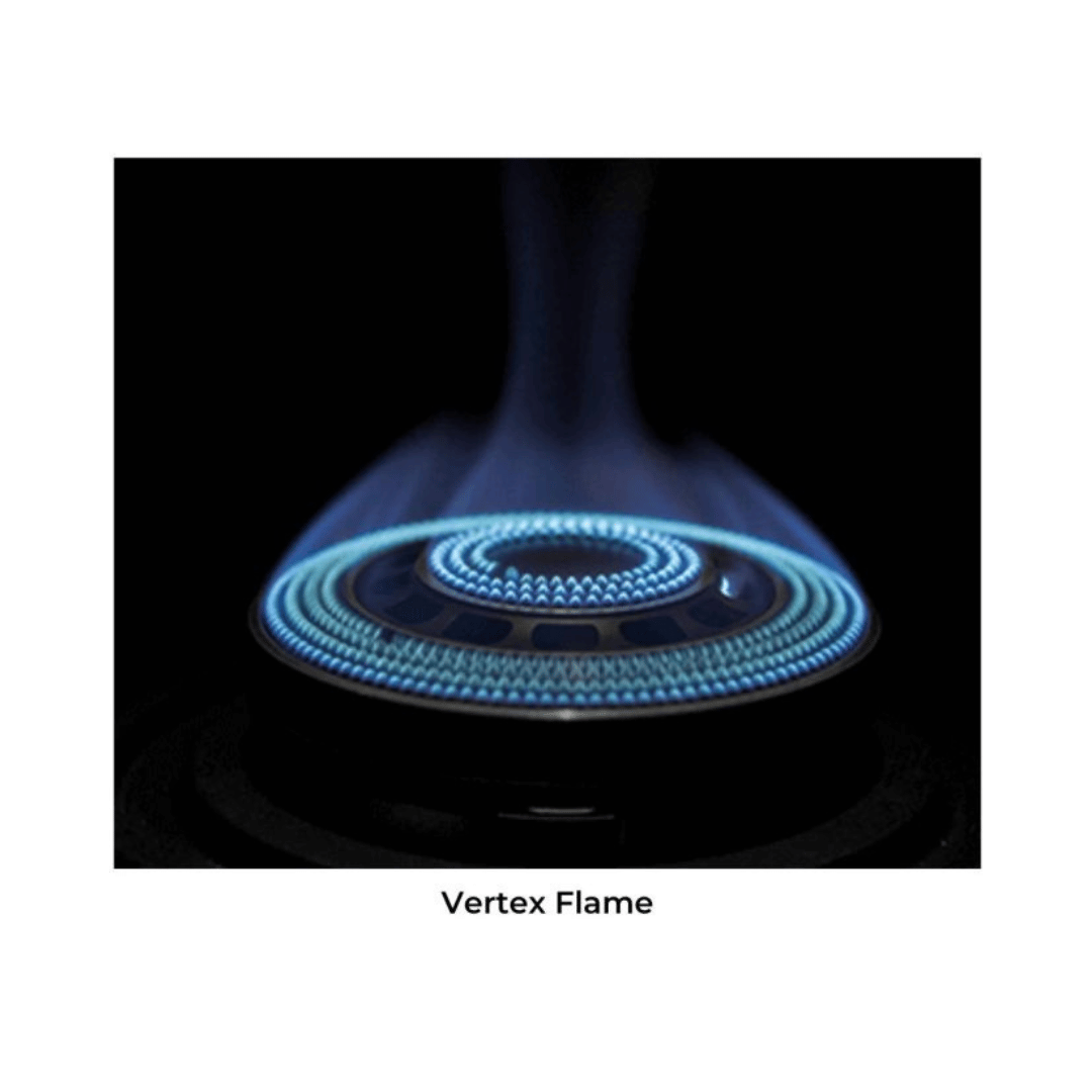Vortex 480 80CM 4-Burner Built-In Hob with FFSD – Matt Black Glass, Full Brass Burners 538.66.296
