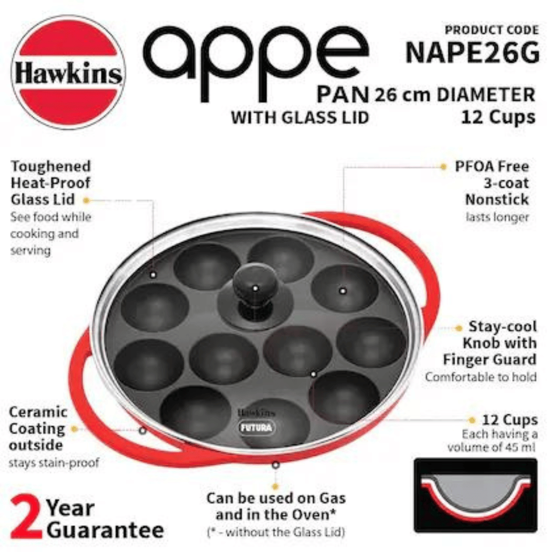 12 Cups with Glass lid Nonstick (NAPE26G)