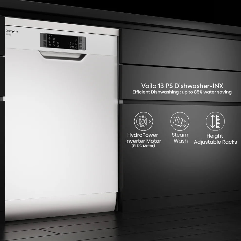Voila 13 Place Setting Freestanding Dishwasher with Steam Wash, Turbo Drying & Hygiene Wash