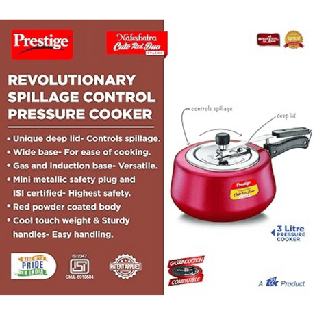 Prestige 3 Ltr Nakshatra Cute Red Duo Svachh Pressure Cookers (10765)