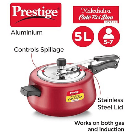 Prestige 5 Ltr Nakshatra Cute Red Duo Svachh Pressure Cookers (10766)