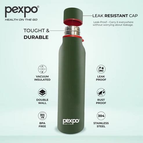 Pexpo Bosco Hot & Cold Water Bottle 900 ML Green