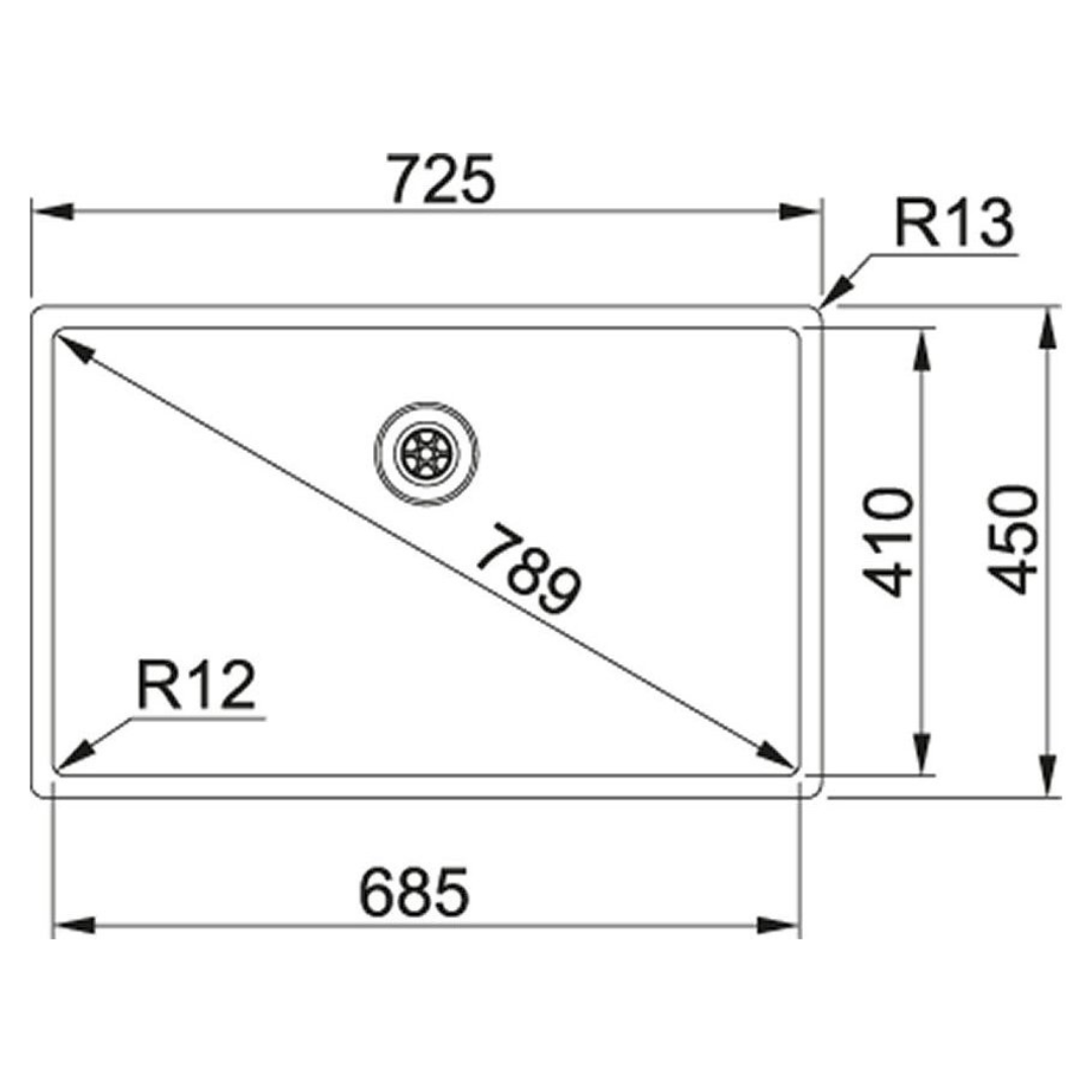 Franke Stainless Steel BXX 210/110-41 (450x450/18x18) 1mm EUROPEAN SATIN FINISH Hand Made Single Bowl Sink 127.0657.313