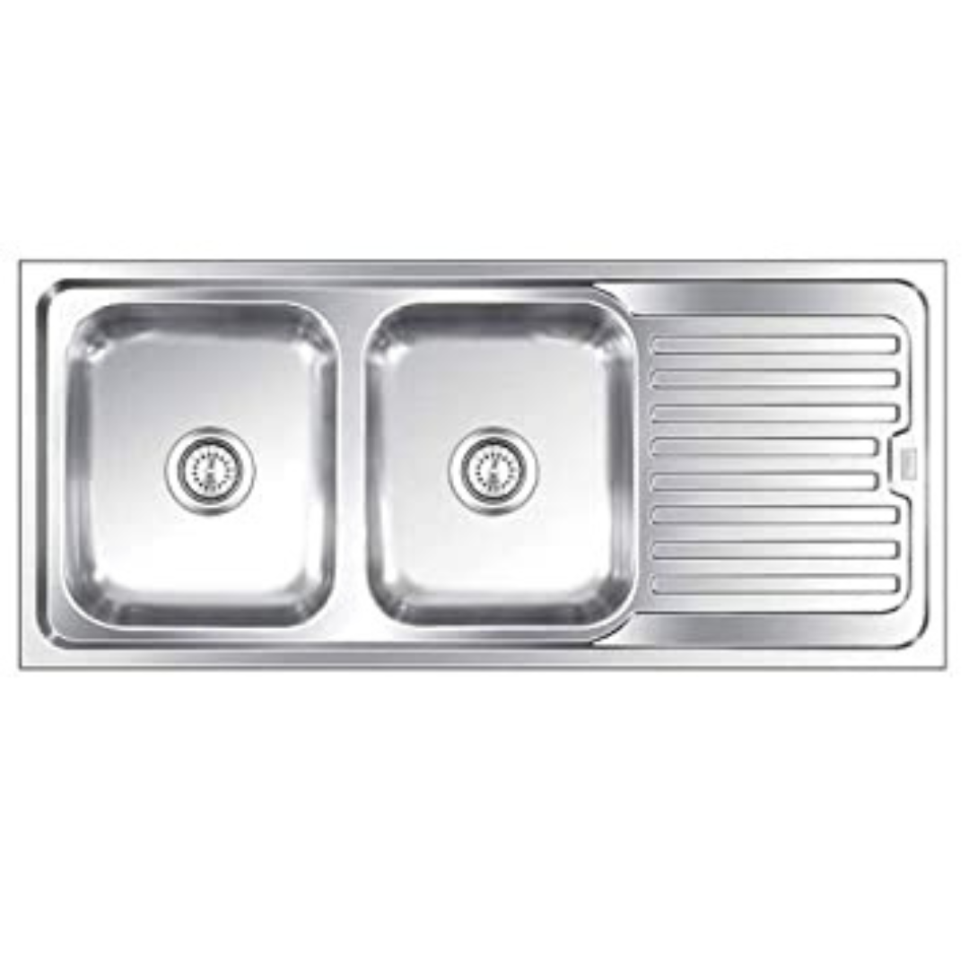 Franke Stainless Steel RSX 621 (55x18) 0.8mm EUROPEAN SATIN FINISH Double Bowl with Drain Board Sink 101.0539.496