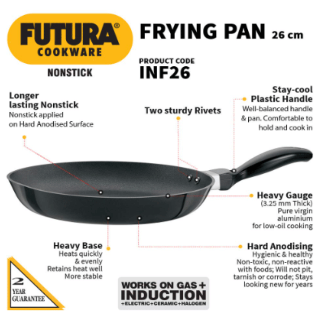 Hawkins 24 cm Futura Frying Pan, Non Stick, Induction, Black INF24