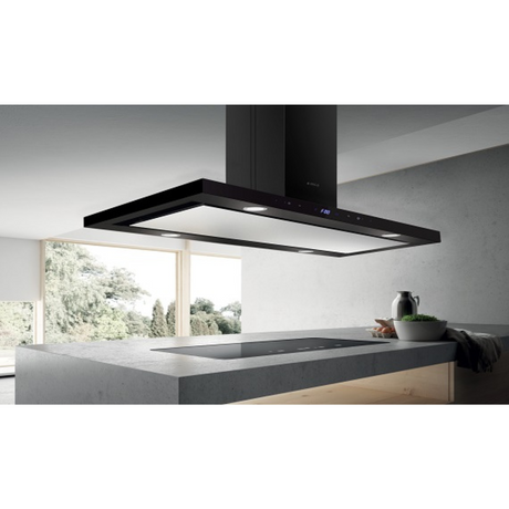 Elica ISMART SPOT H4 EDS ISLAND LTW 90 NERO 90 cm Ductless Black Finish + Black Glass Panel Motion Sensor Touch Control Island Chimney