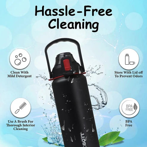 Mount 1500ml Stainless Steel Hot and Cold Water Bottle, Vacuum Insulated Flask, Black | PB 1500-04