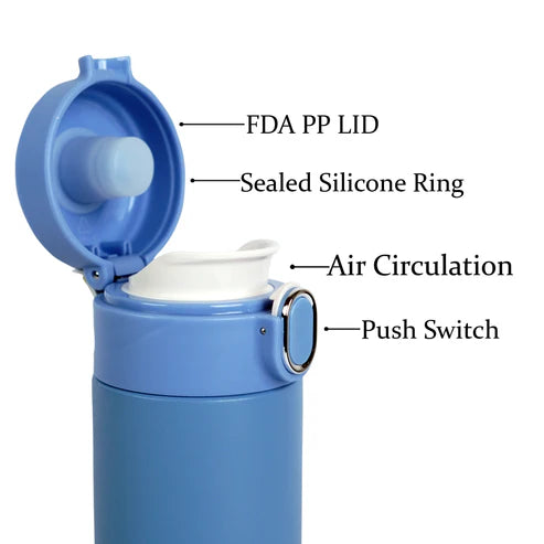 Pride 300ml Thermosteel Hot & Cold Insulated Stainless Steel Travel Flask, Blue | Spill Proof Coffee & Tea Mug | Easy Grip, Easy to Carry | PB 300-06