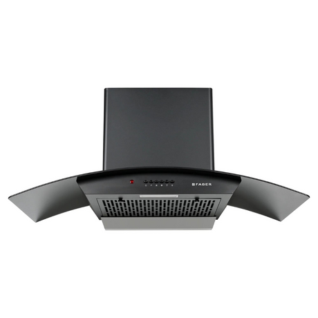 Faber Hood Alpha HC PB BK 90 1500 m鲁/hr Auto clean  Wall Mounted  Chimney Baffle Filter Touch Control & Motion Sensor Black Tempered glass With Stainless Steel