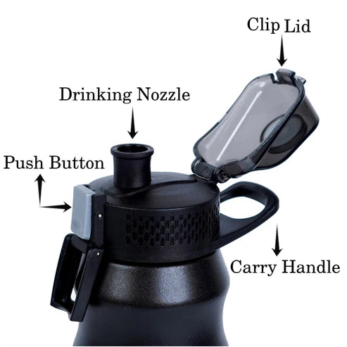 LITE Bliss 700ml Stainless Steel Water Bottle – Single-Walled, BPA-Free, Black – Food-Grade Metal for Daily Hydration PL 700-01