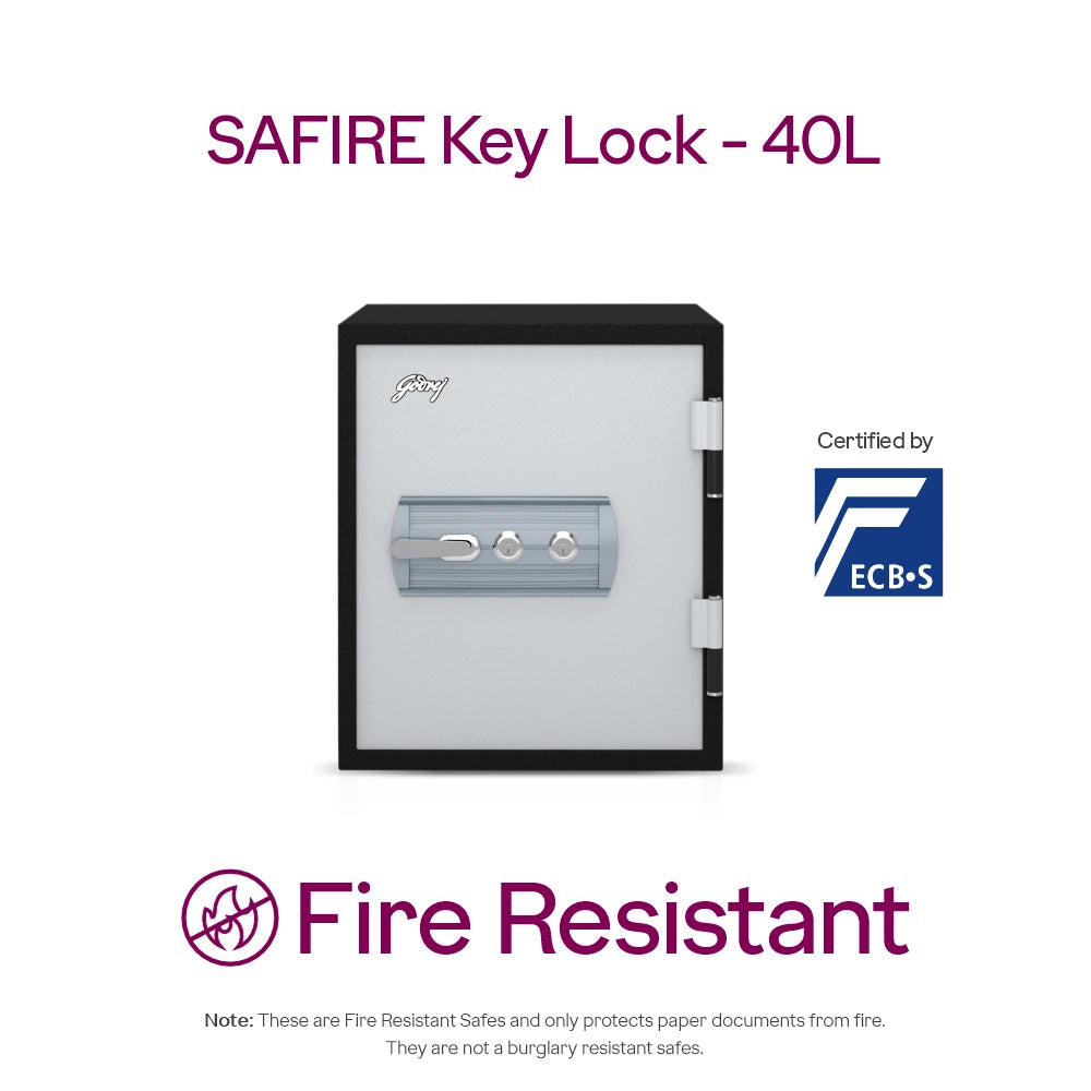 Safire 40L Fire-Resistant Home Locker with Key Lock