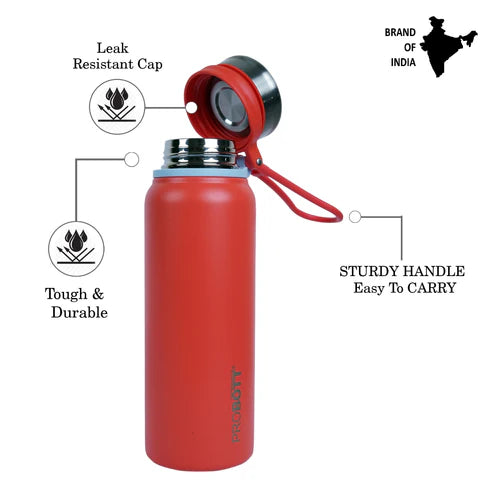 Marine 830ml Stainless Steel Water Bottle, Vacuum Insulated Flask, Red | PB 830-01
