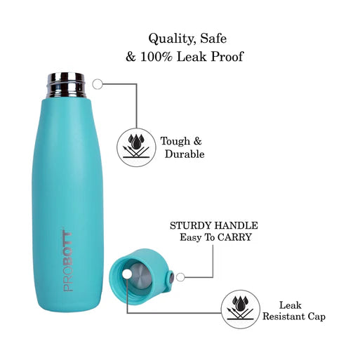 Trendy 480ml Stainless Steel Water Bottle, Vacuum Insulated Flask, Blue | Hot & Cold | Easy to Carry | Leak Proof | PB 480-02