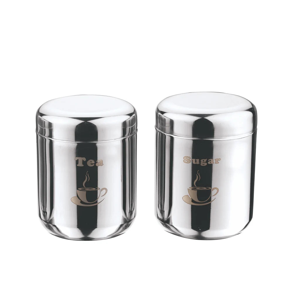 Prime Steel Tea Coffee & Sugar Container - 700 (Pack of 3, Silver)