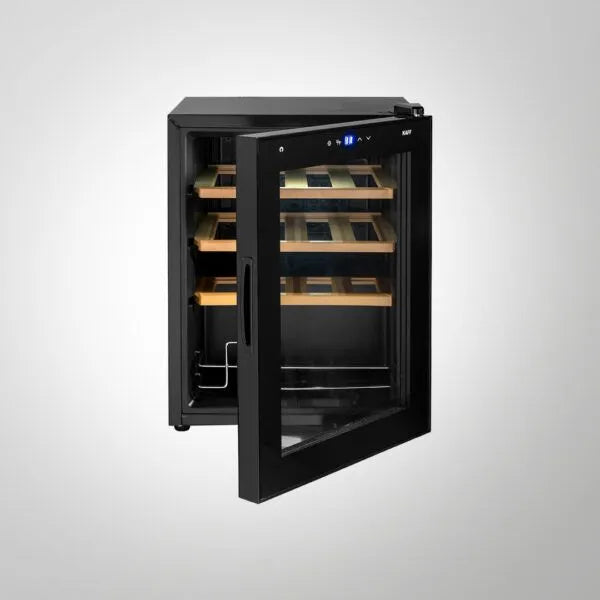 WC 48 TH BW Free Standing Wine Cooler – 16 Bottles, Thermoelectric Cooling, Black Glass Door
