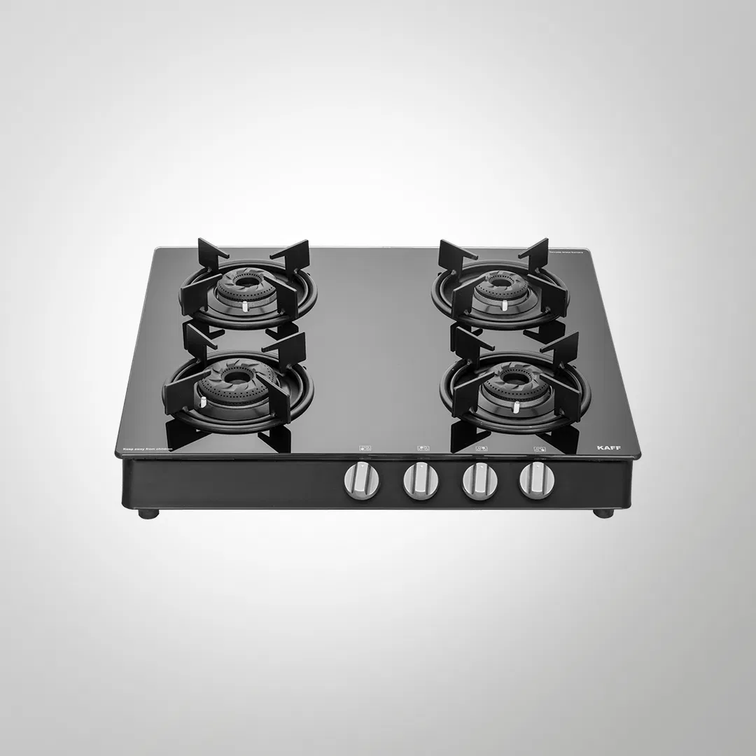 CBP 58 4B AI – 4-Burner Auto Ignition Gas Stove | Slim Line Design | Black Tempered Glass
