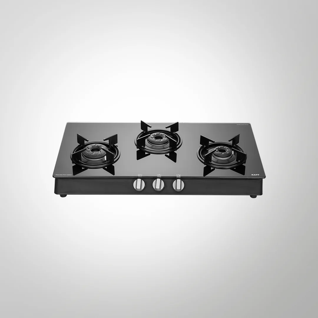 CBP 71 3B AI – 3-Burner Auto Ignition Gas Stove | Slim Line Design | Black Tempered Glass