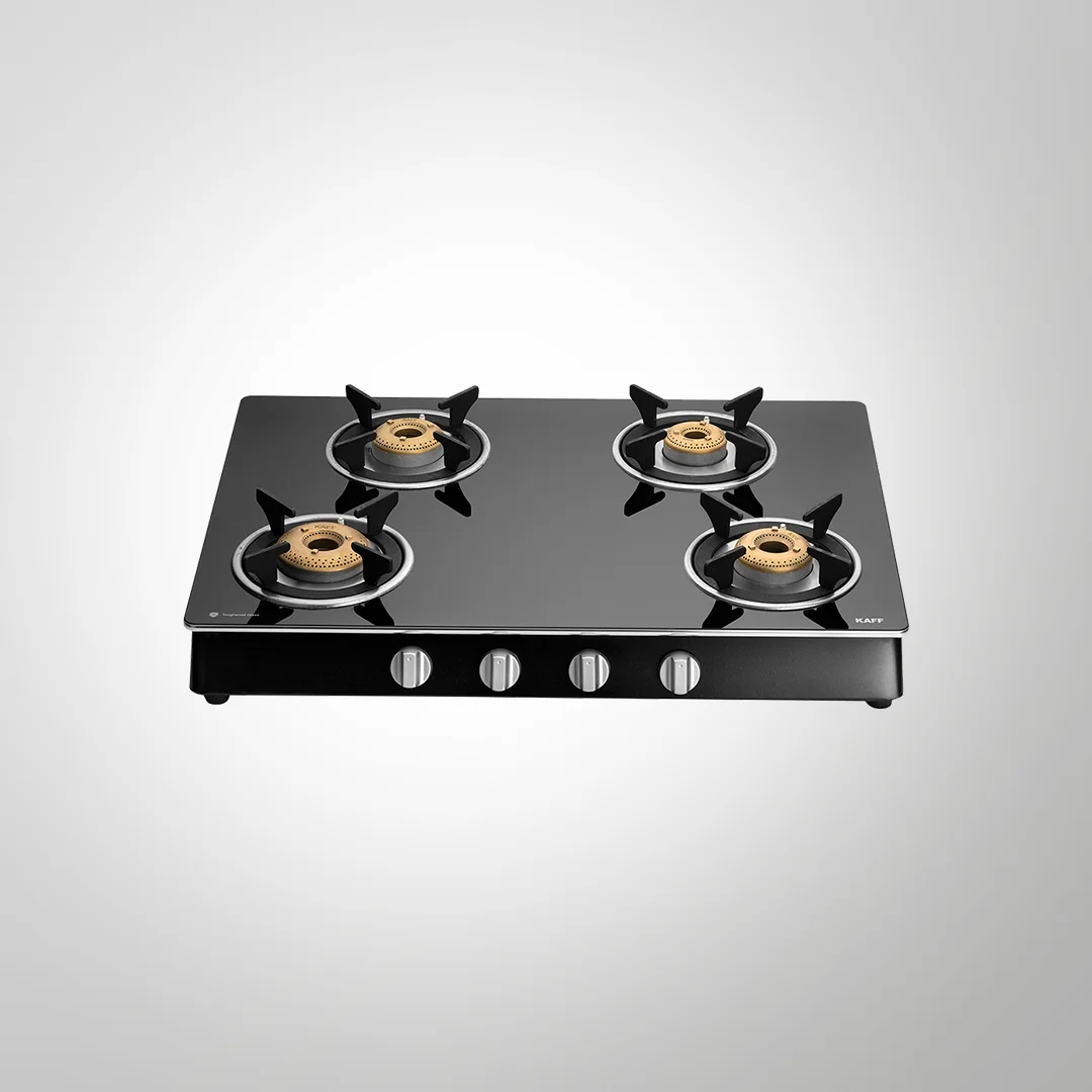 CTAI 69 4B – 4-Burner Auto Ignition Gas Stove | High Safety Valves | Black Tempered Glass