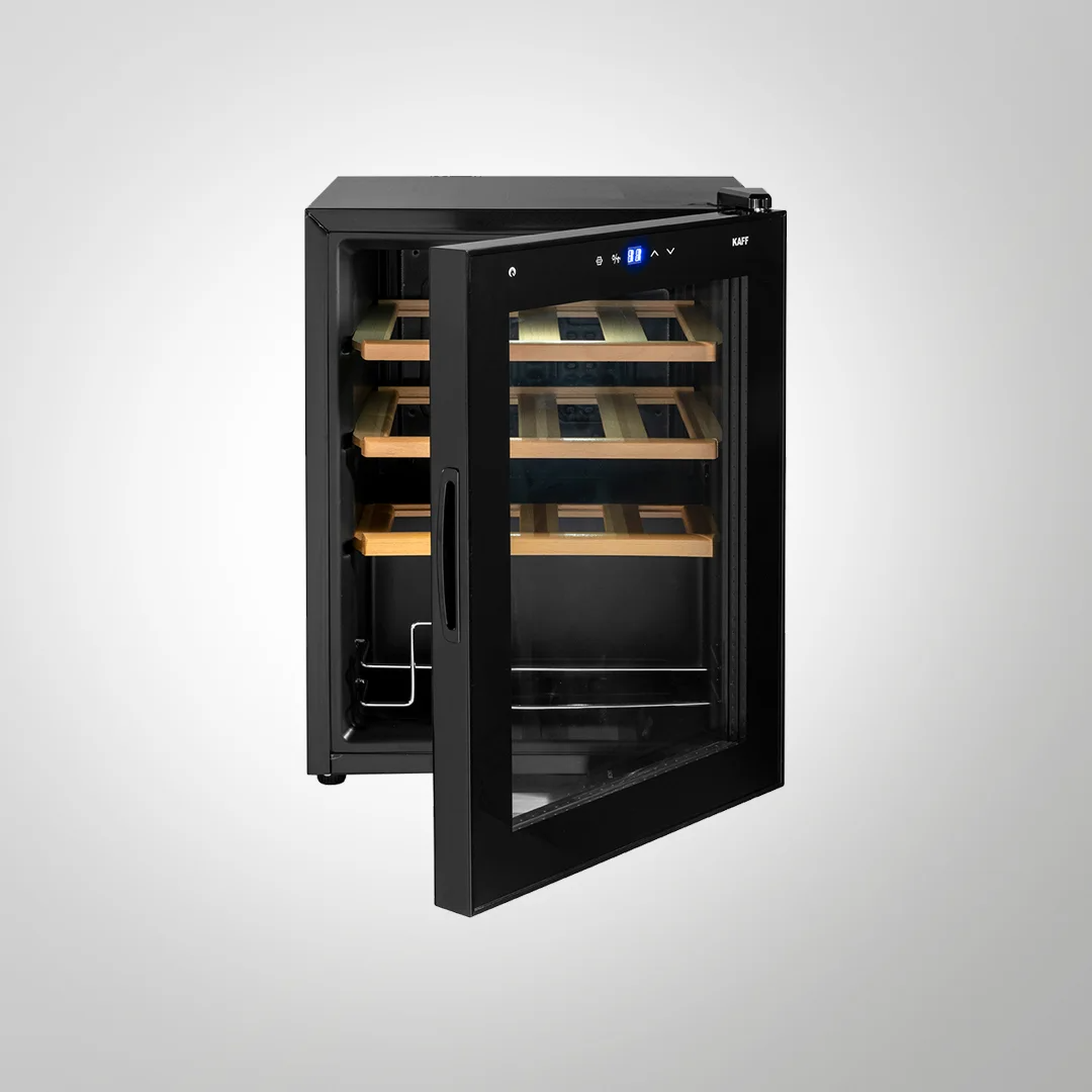 WC42 Free-Standing Wine Cooler | 16 Bottle Capacity, Black Glass Door, Touch Control, and Compressor Cooling