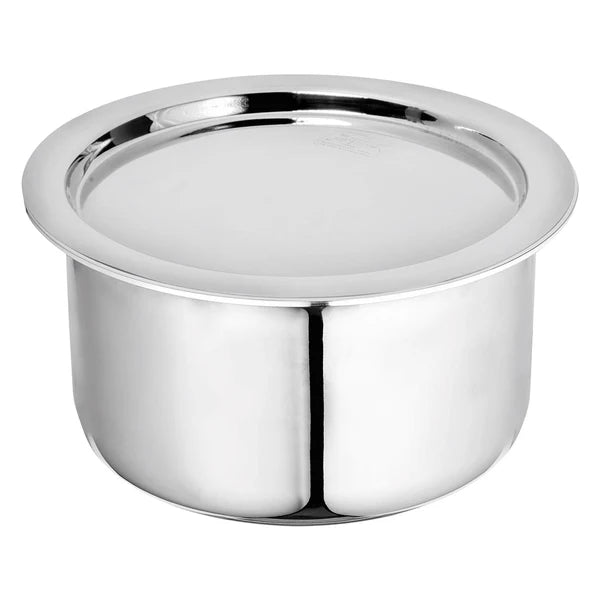 SignoraWare Artista Tri-Ply Stainless Steel Induction Compatible Triply Tope with Lid (Induction and Gas compatible), 22cm, Capacity 3500 ml, Silver