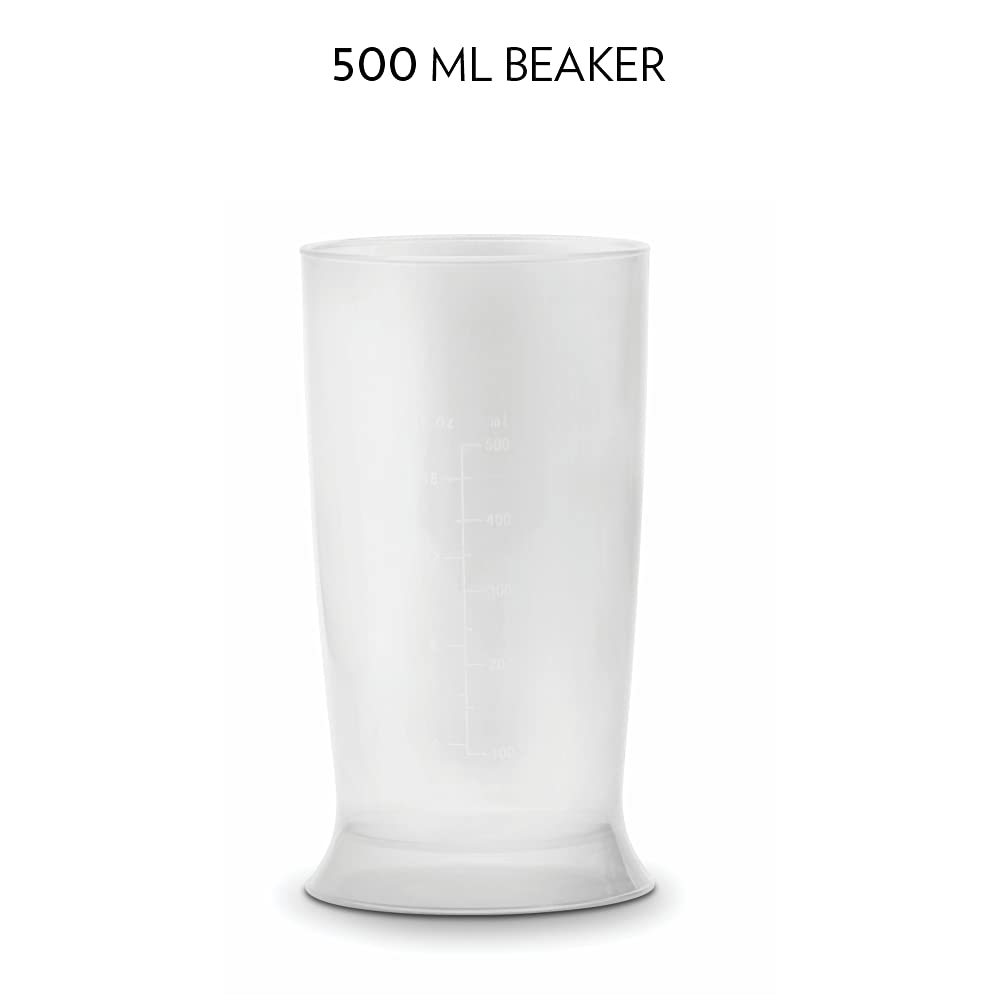 Borosil Masterblend Hand Blender, Electric Hand Blender, Dual Speed Options, Stainless Steel Blades, For Blending & Pureeing, 500 W, White