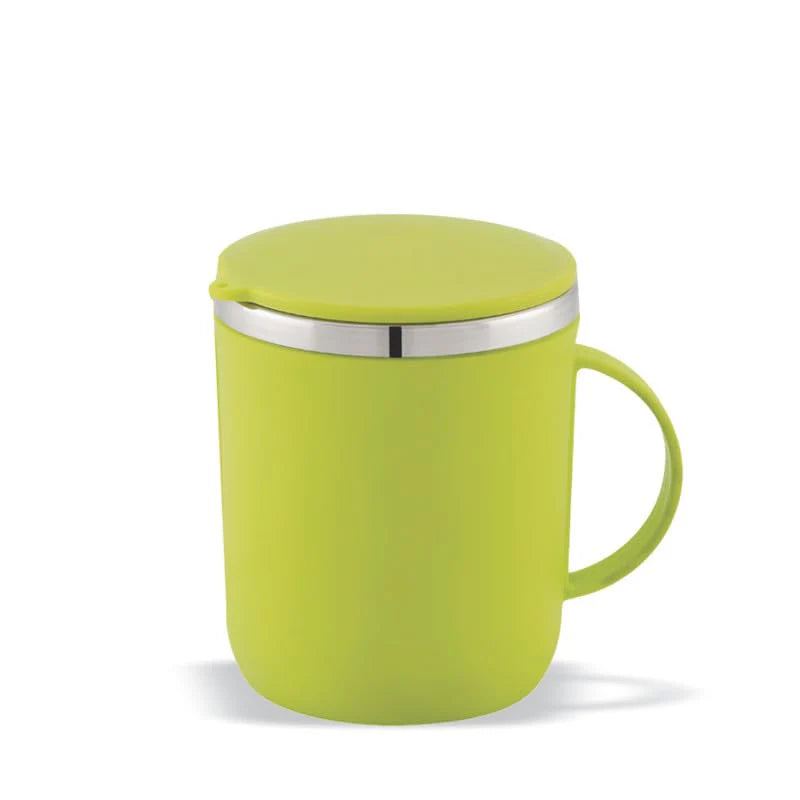 Espresso Mug | Green Stainless Steel Coffee Mug 300ML With Lid and Handle | Wide Mouth Mug Keeps Beverages Hot & Cold 300ML