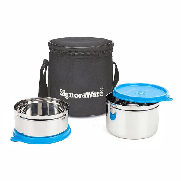 Executive Stainless Steel Lunch Box Set, Set of 2, Small Avialable in Red, Blue, Violet