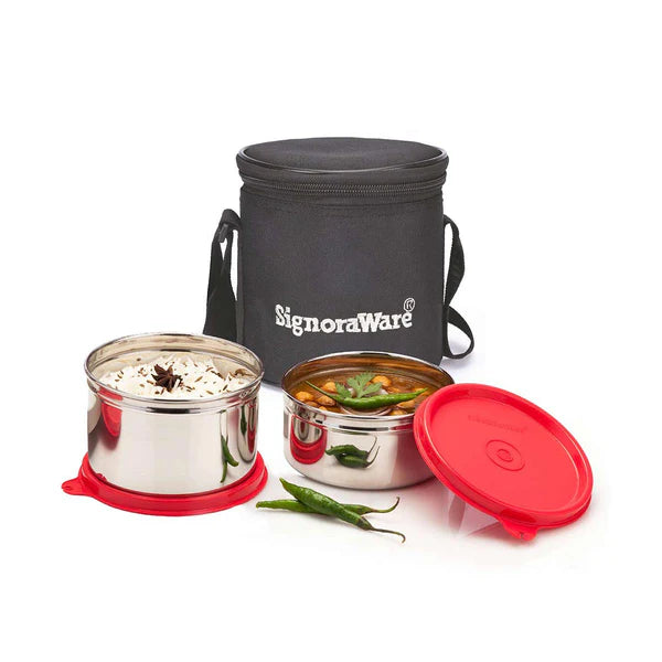 Executive Stainless Steel Lunch Box Set, Set of 2, Small Avialable in Red, Blue, Violet