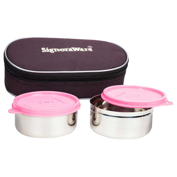 Signoraware Midday Steel Lunch box Color: Red, Pink, Blue, Violet