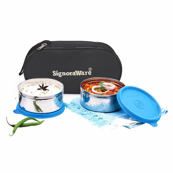 Signoraware Midday Steel Lunch box Color: Red, Pink, Blue, Violet