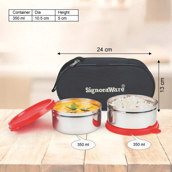 Signoraware Midday Steel Lunch box Color: Red, Pink, Blue, Violet