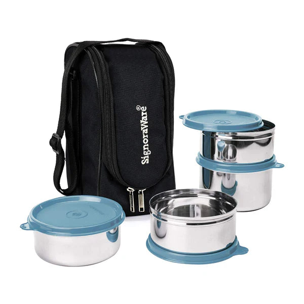 Signoraware Executive Fresh Steel Lunch Box Available in RED, BLUE, EGREEN, EBLUE