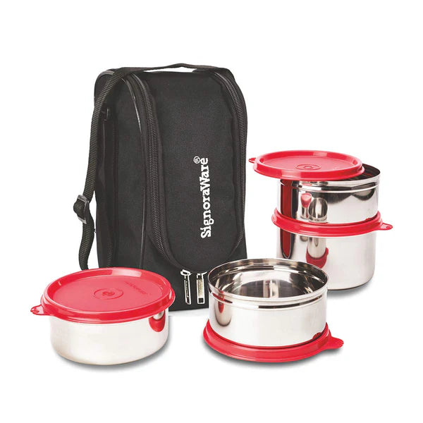 Signoraware Executive Fresh Steel Lunch Box Available in RED, BLUE, EGREEN, EBLUE