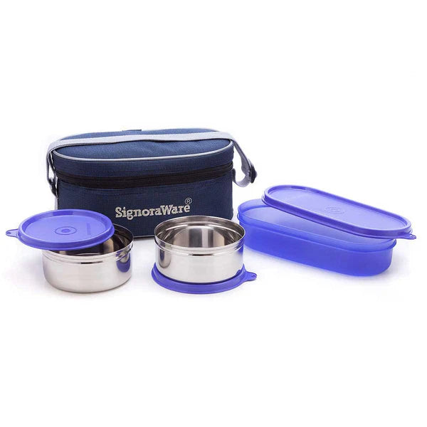 SignoraWare Double Decker Steel Lunch Box Color: Red, Blue, Violet